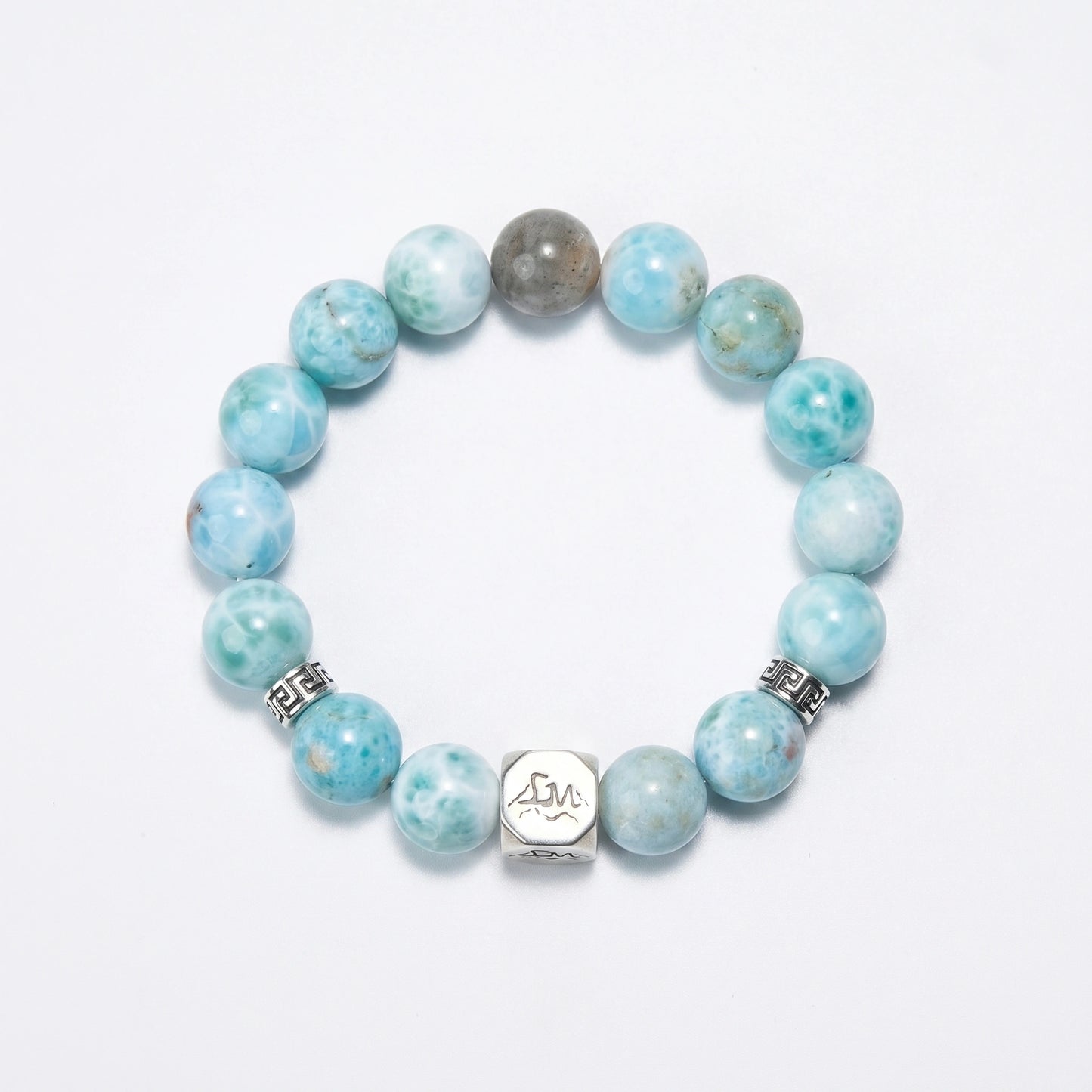 Abyss water crystal bracelet — larimar and black auralite-23 — boosts communication and grounds energy — Leymen Jewels