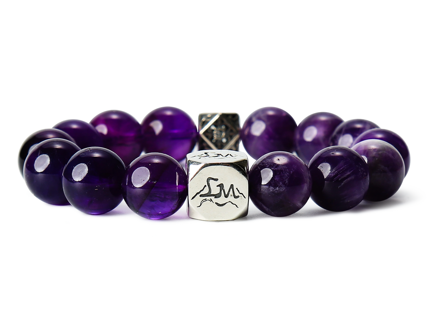 Aurelia fire crystal bracelet — chevron amethyst and amethyst — front detail — Leymen Jewels