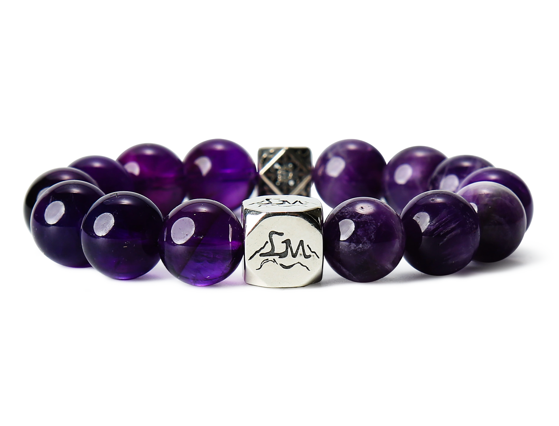Aurelia fire crystal bracelet — chevron amethyst and amethyst — front detail — Leymen Jewels