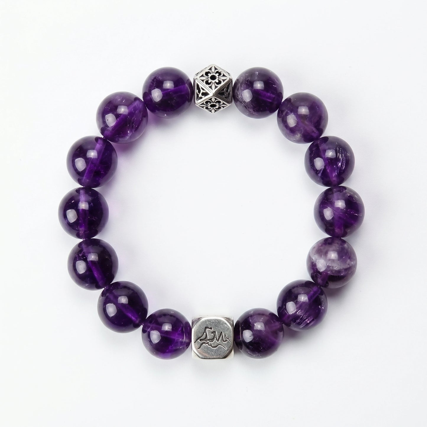 Aurelia fire crystal bracelet — chevron amethyst and amethyst — leads with calm, unshakeable power — Leymen Jewels