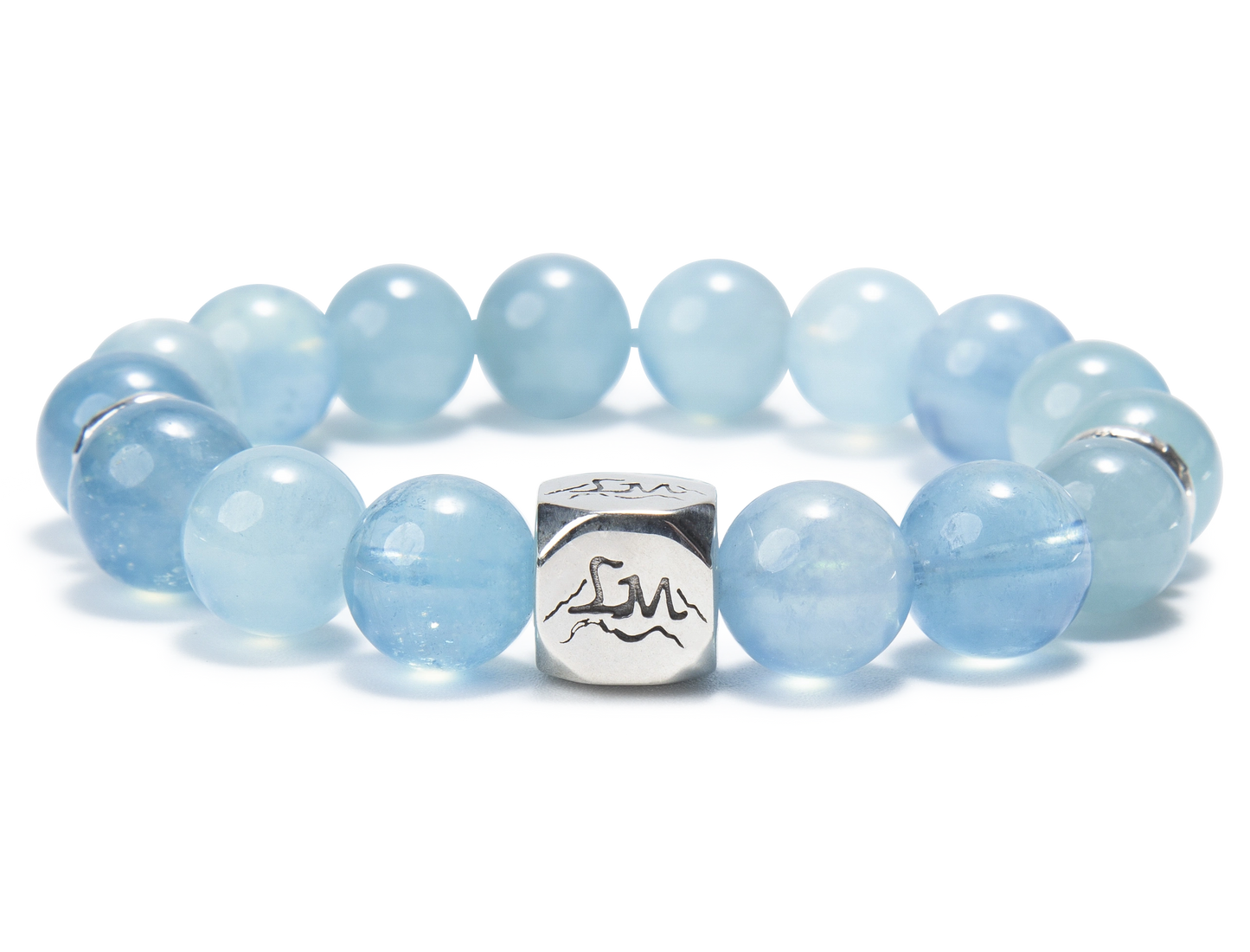 Concord water crystal bracelet — light and dark aquamarine — front detail — Leymen Jewels
