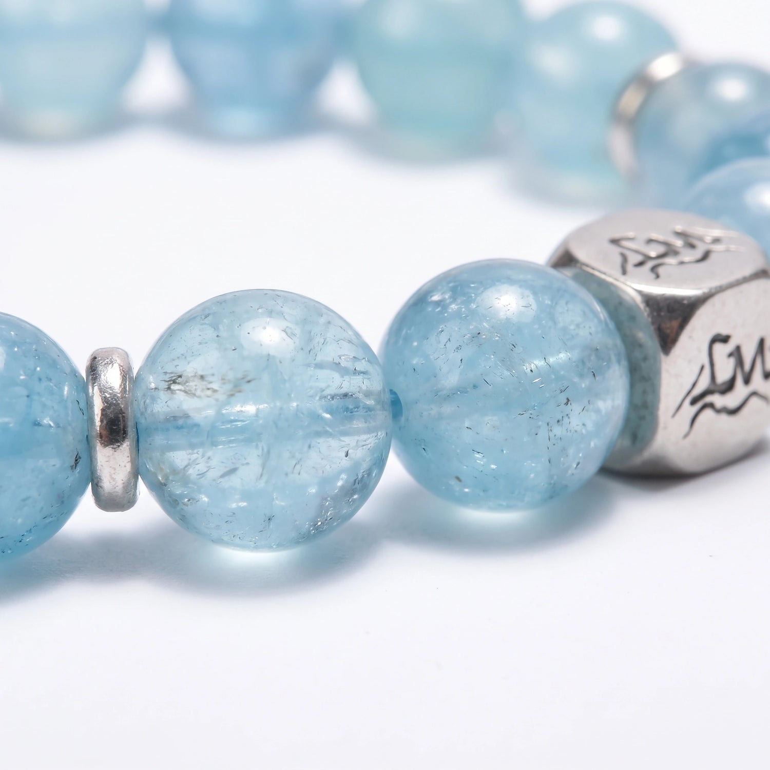 Concord Water bracelet macro detail, Light and Dark Aquamarine — Leymen Jewels