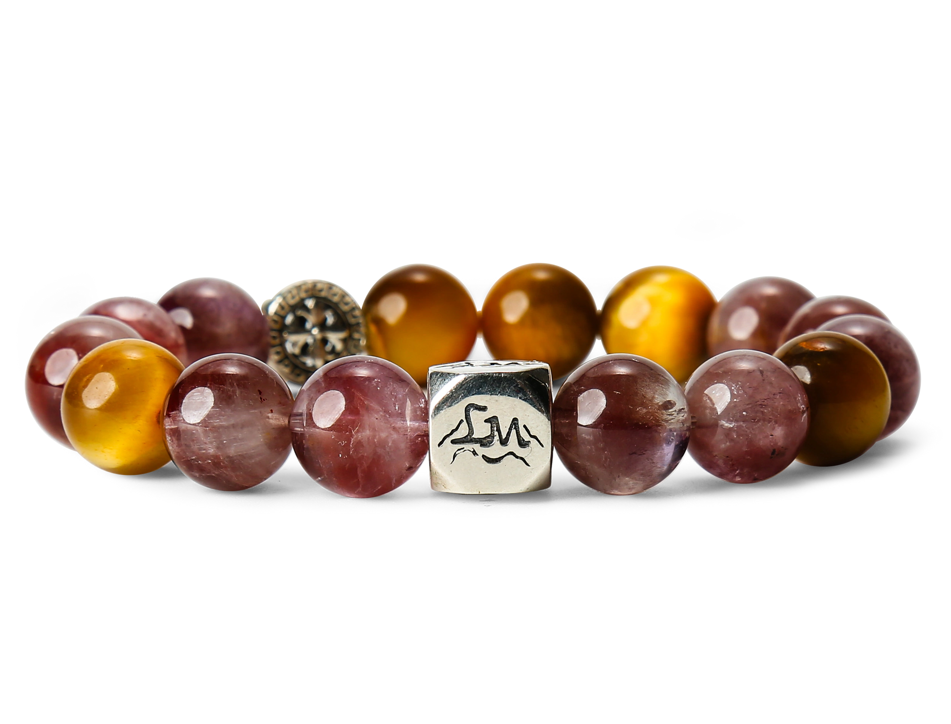 Dominion earth crystal bracelet — Tiger's Eye and Purple Auralite-23 — front detail — Leymen Jewels