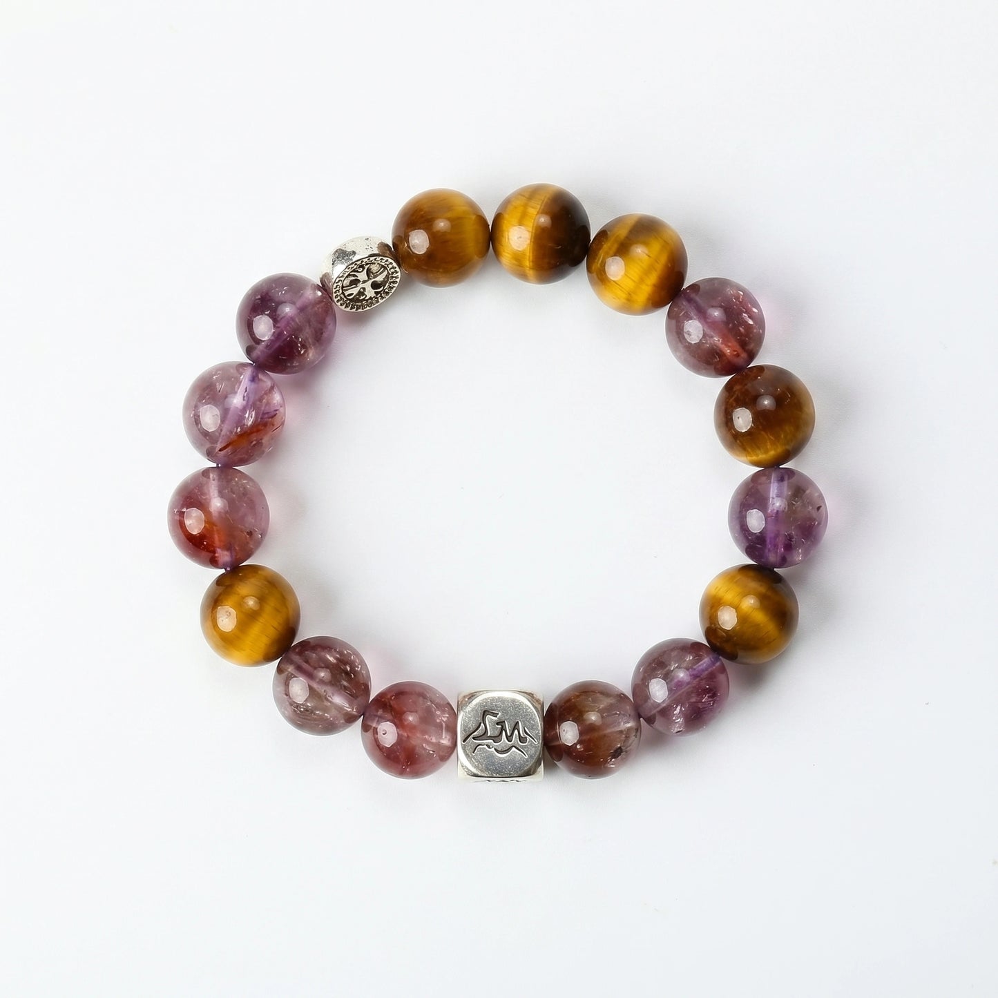 Dominion earth crystal bracelet — Tiger's Eye and Purple Auralite-23 — blends intuition with grounded wealth — Leymen Jewels