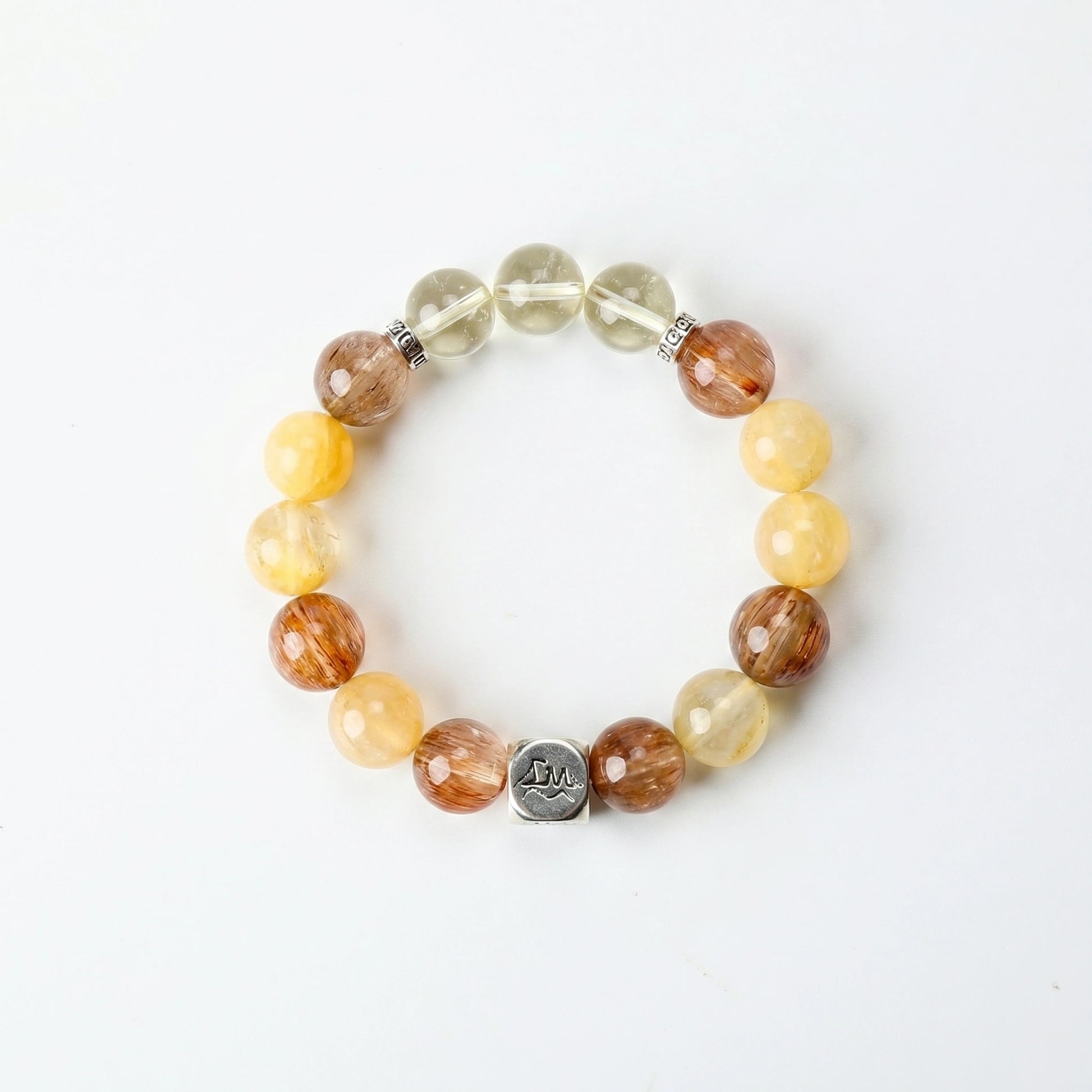 Forge earth crystal bracelet — citrine and copper rutilated quartz — sparks creativity and manifests ventures — Leymen Jewels