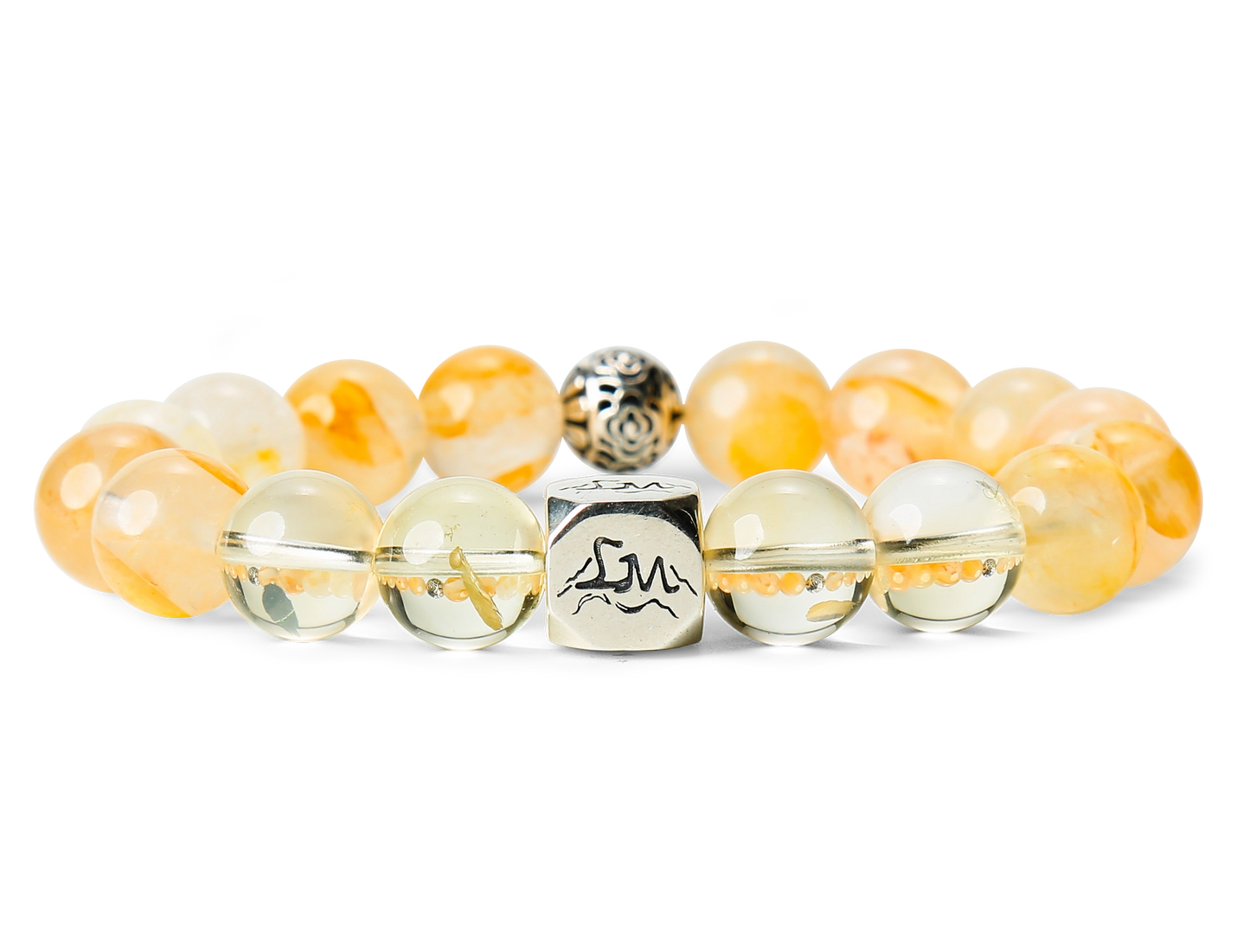 Fortune earth crystal bracelet — citrine and yellow hematoid quartz — front detail — Leymen Jewels