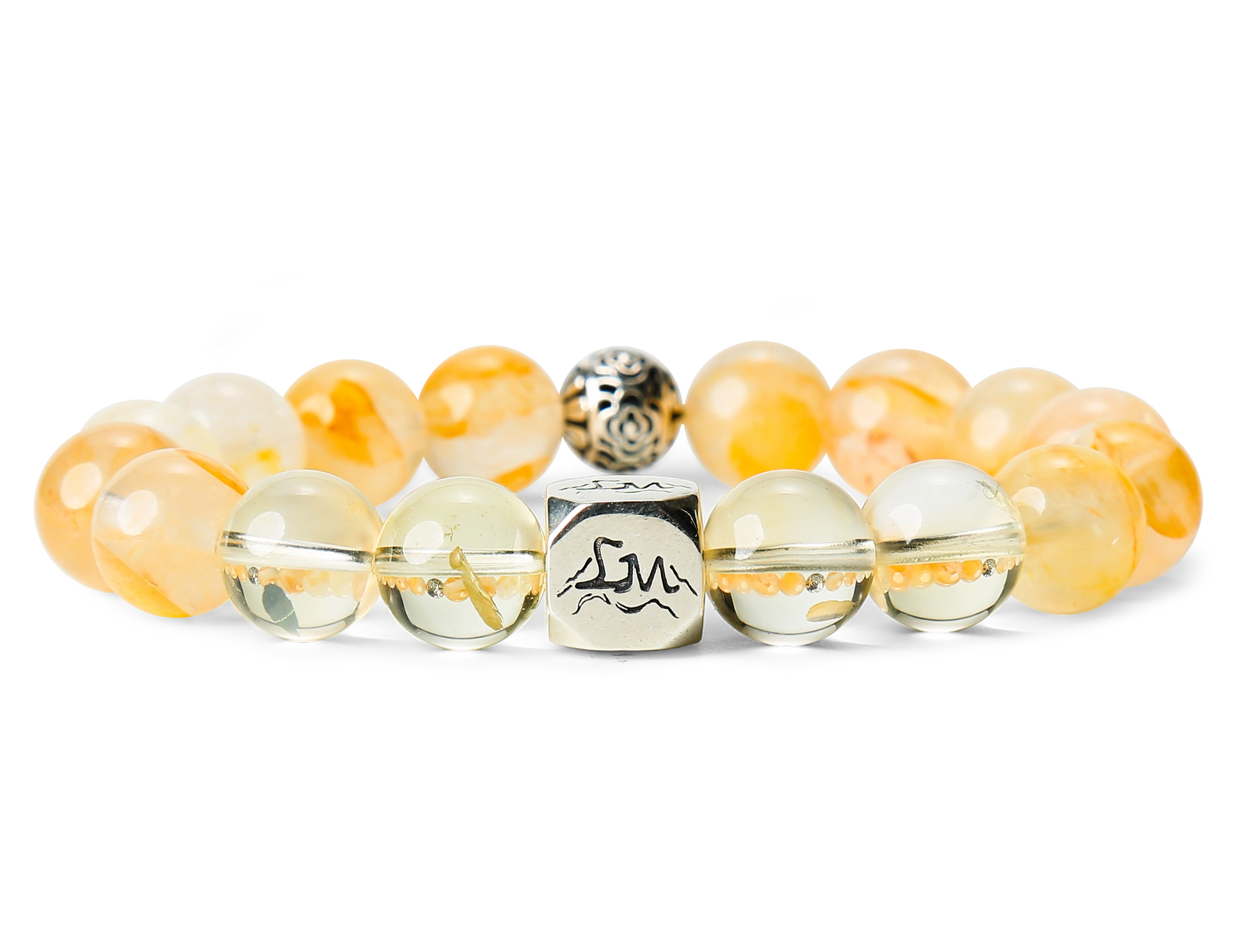 Fortune earth crystal bracelet — citrine and yellow hematoid quartz — front detail — Leymen Jewels