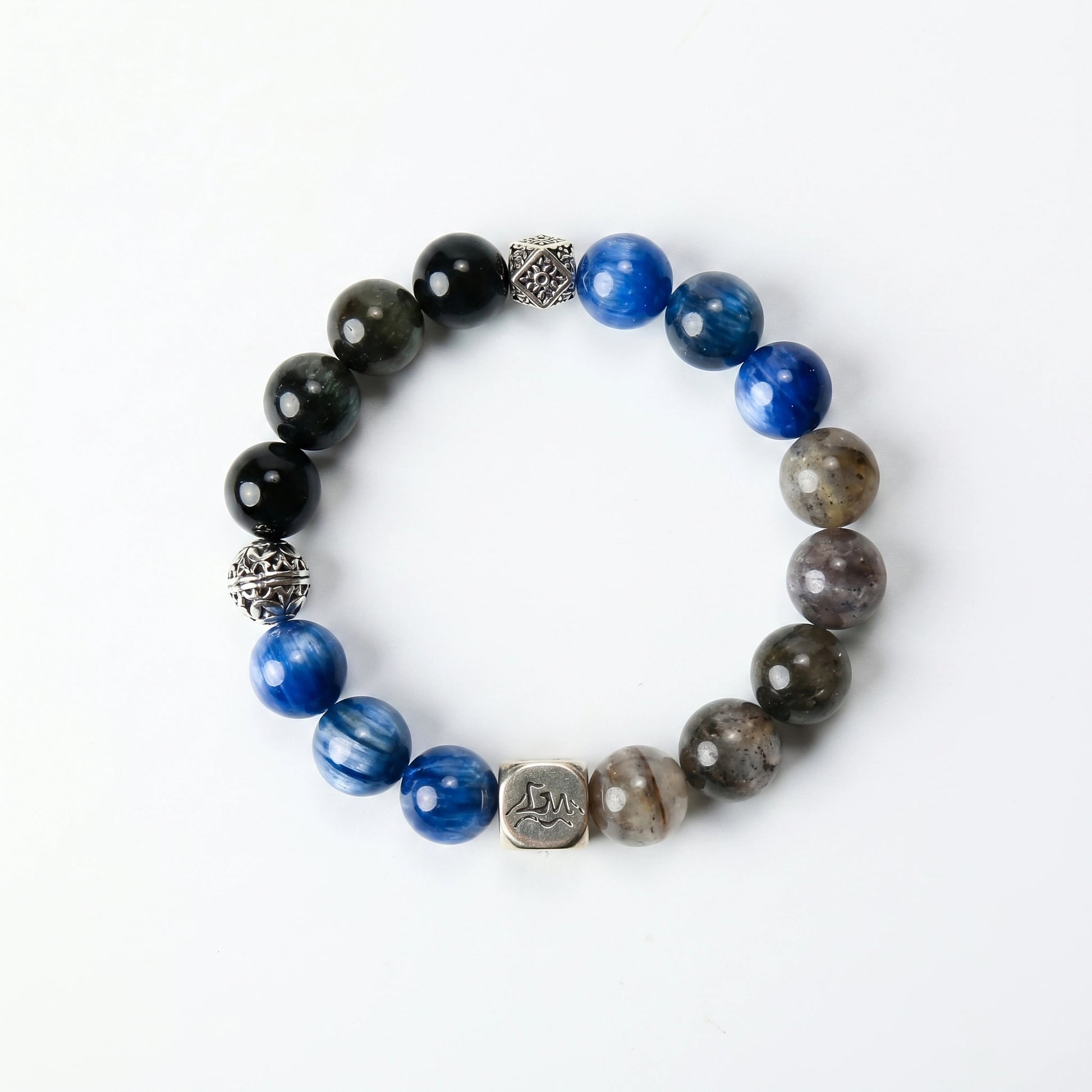 Harbor water crystal bracelet — kyanite black auralite-23 and black tiger's eye — shields envy and grounds energy — Leymen Jewels