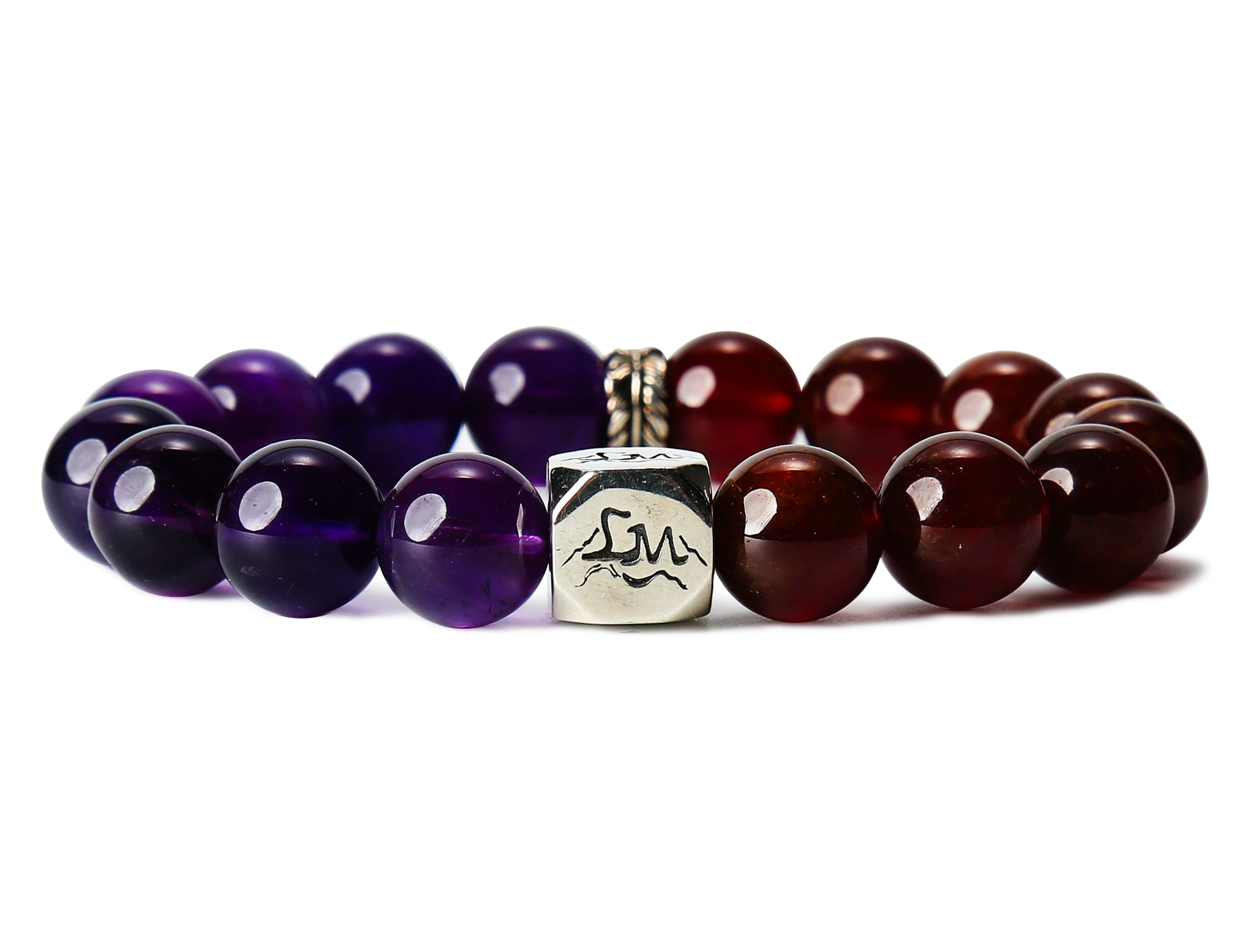 Ignis fire crystal bracelet — amethyst and orange garnet — front detail — Leymen Jewels