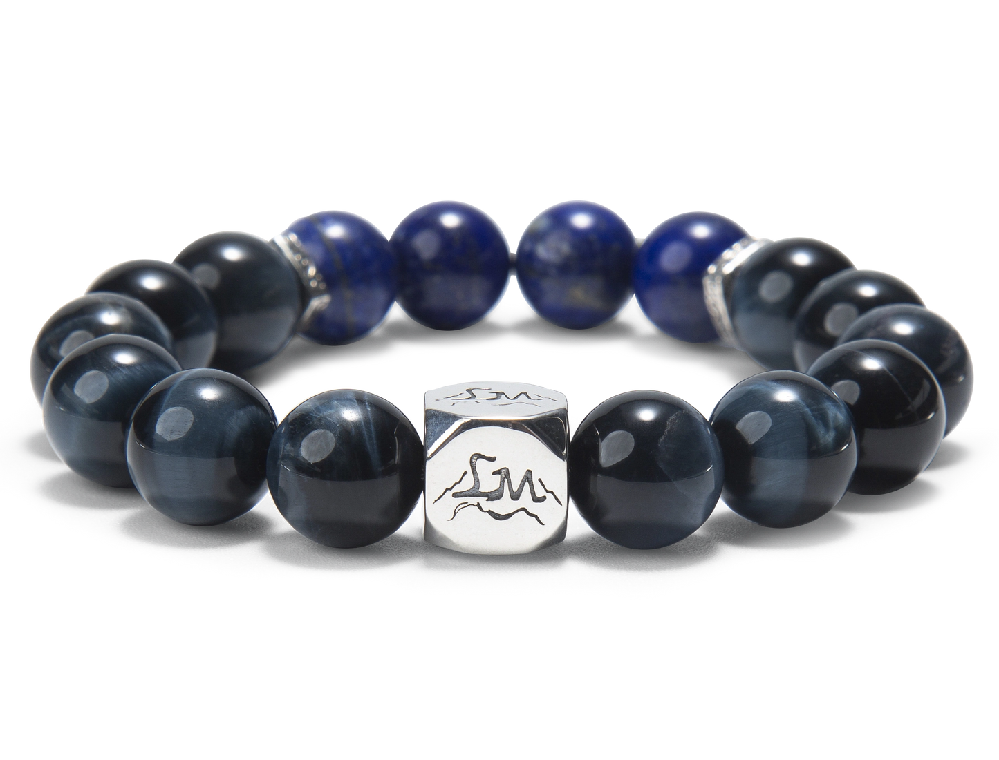 Oracle water crystal bracelet — lapis lazuli and blue tiger's eye — front detail — Leymen Jewels