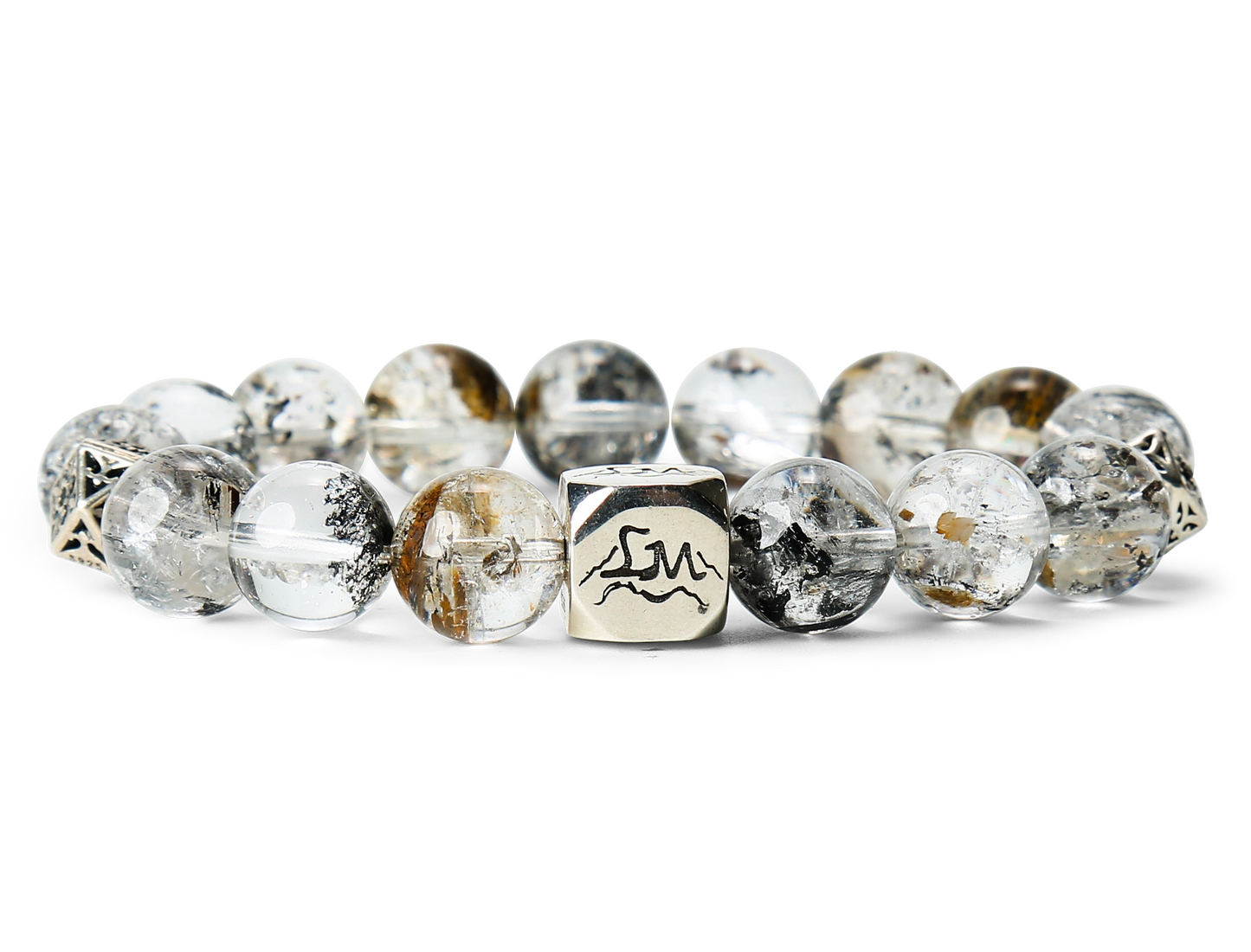 Prism metal crystal bracelet — herkimer diamond — front detail — Leymen Jewels