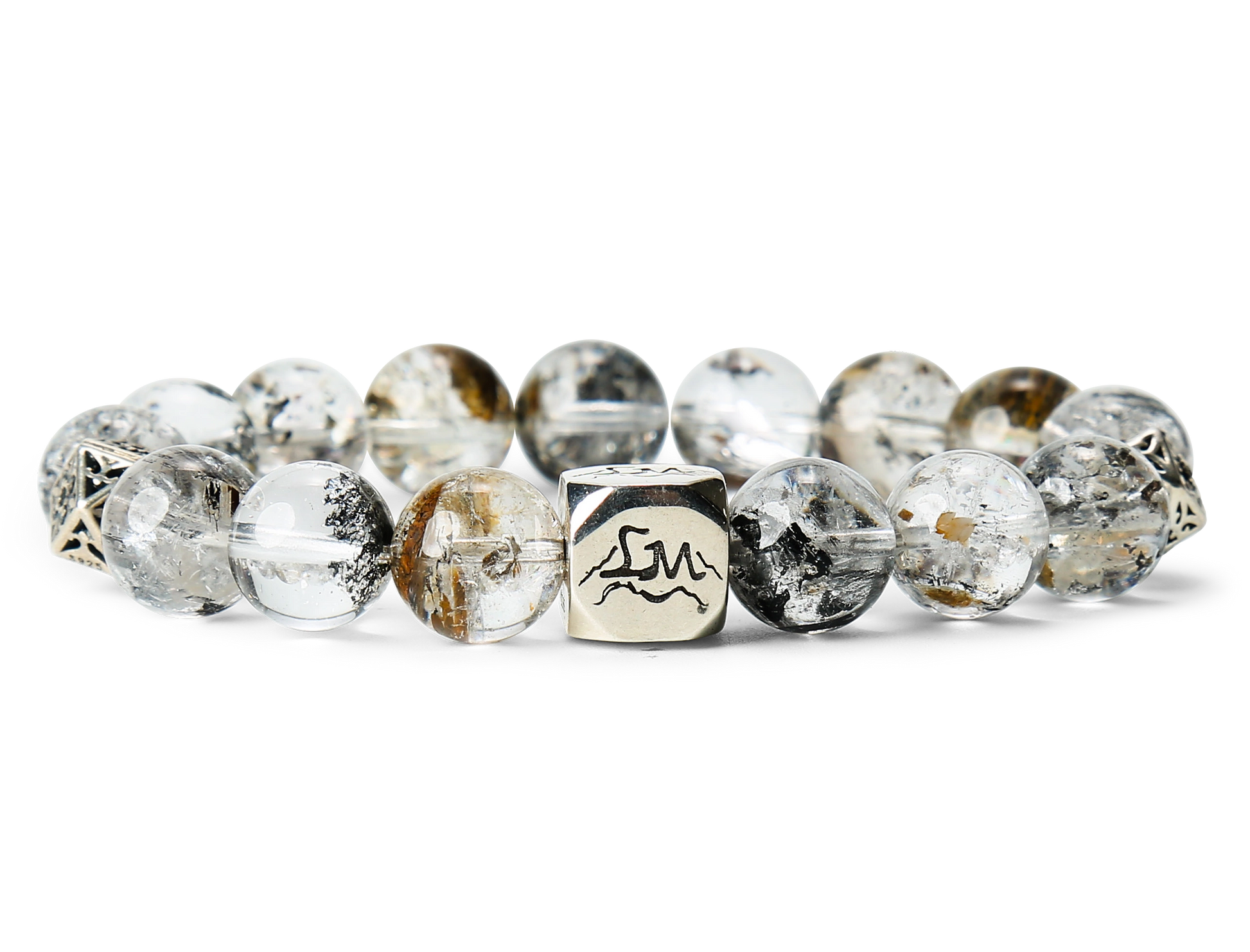 Prism metal crystal bracelet — herkimer diamond — front detail — Leymen Jewels