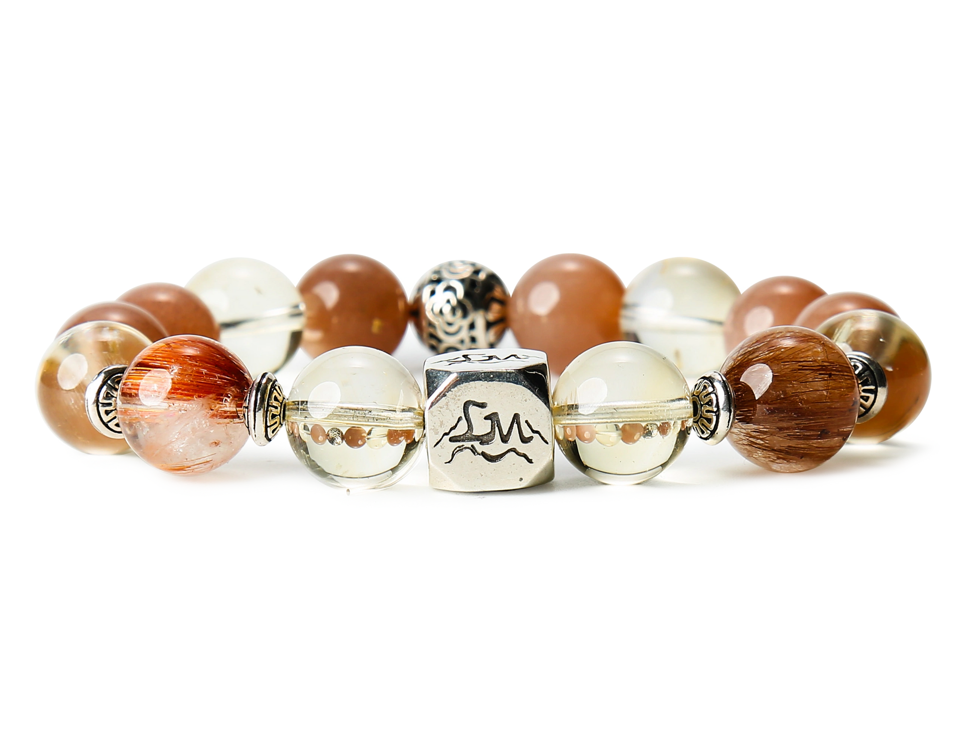 Radiance earth crystal bracelet — citrine and sunstone — front detail — Leymen Jewels