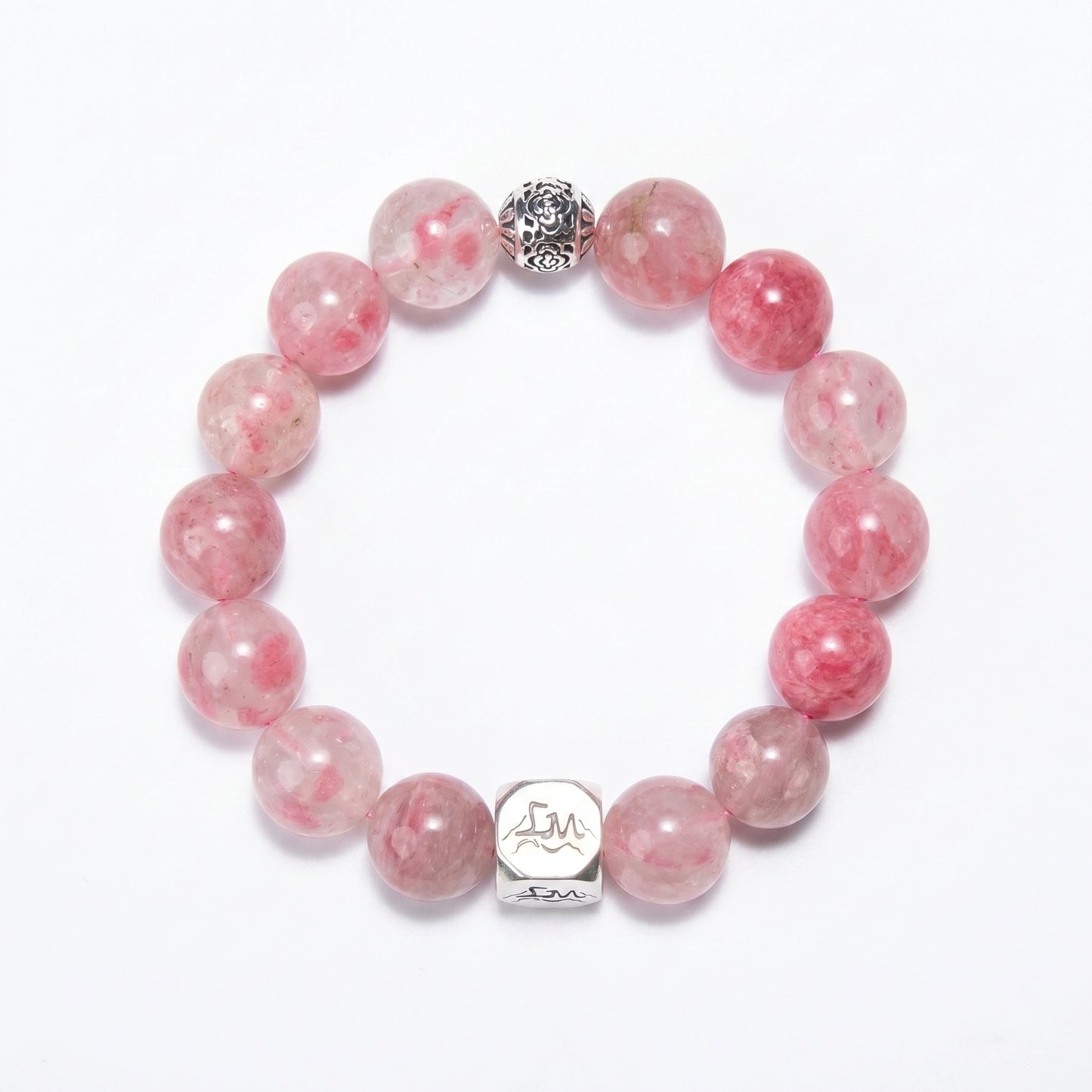 Roseveil fire crystal bracelet — rhodonite — heals heartbreak and attracts pure love — Leymen Jewels