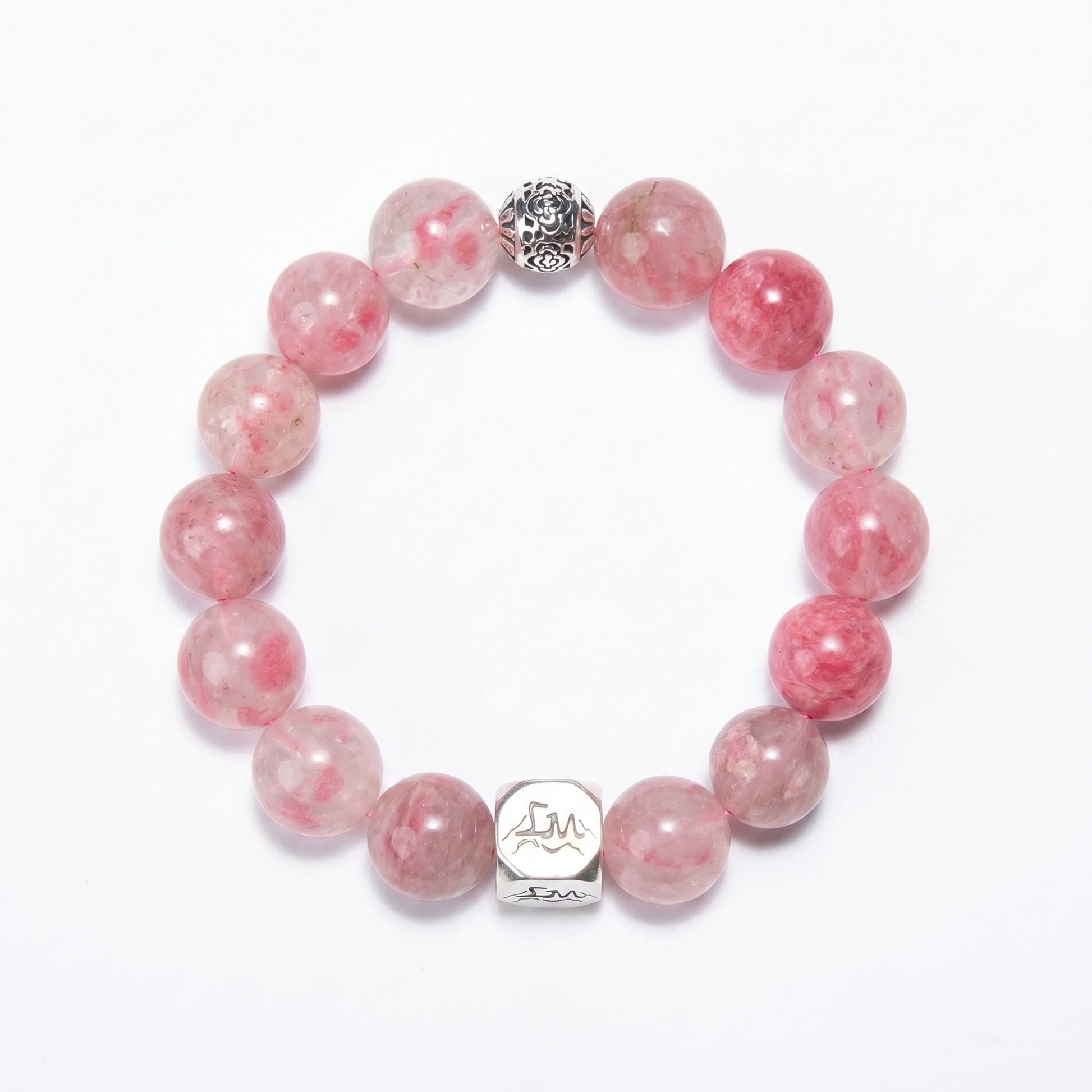 Roseveil fire crystal bracelet — rhodonite — heals heartbreak and attracts pure love — Leymen Jewels
