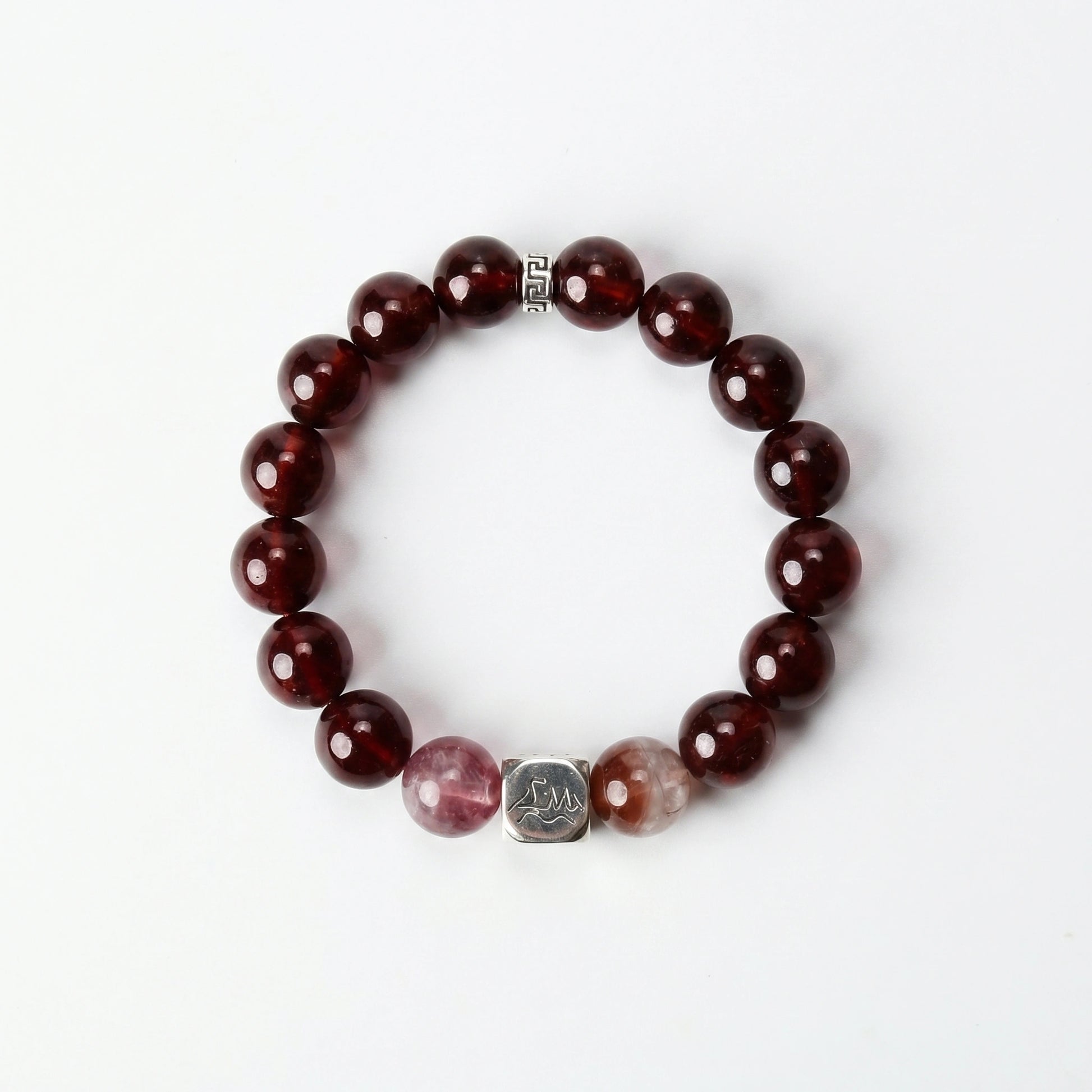 Solaris fire crystal bracelet — orange garnet and purple auralite-23 — ignites spiritual awakening and passion — Leymen Jewels