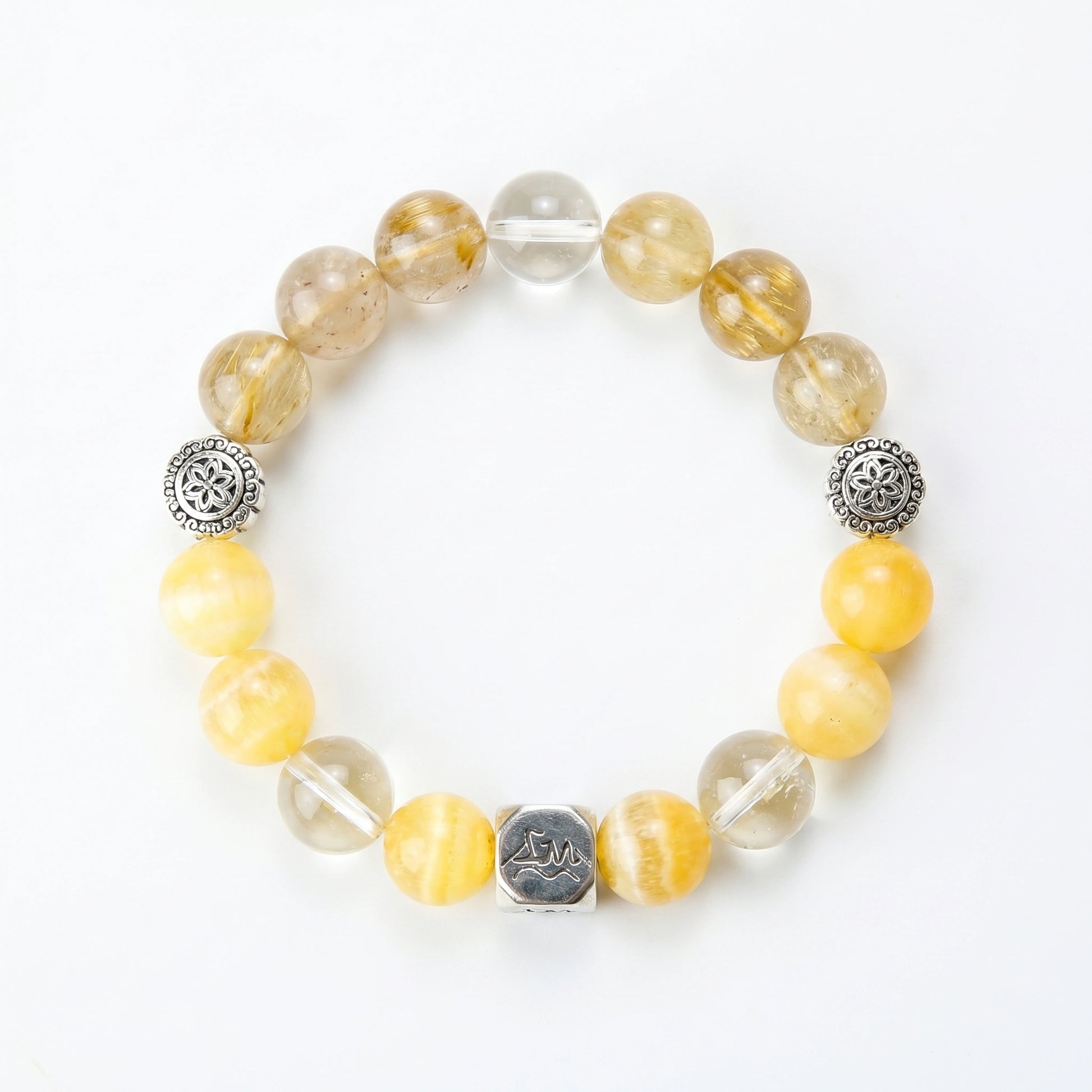 Solaris Vein earth crystal bracelet — citrine and golden rutilated quartz — radiates confidence and abundance — Leymen Jewels