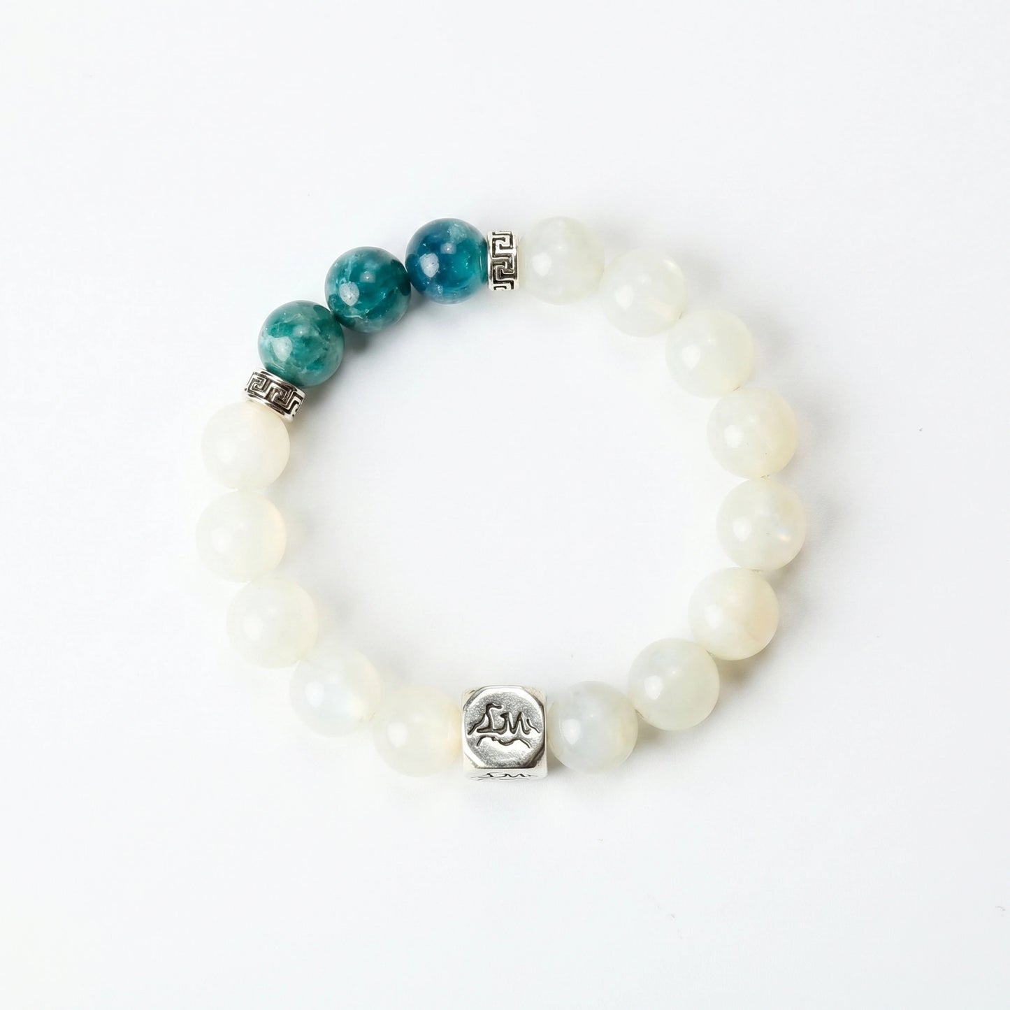 Sylva wood crystal bracelet — teal kyanite and garnierite — dissolves mental blocks and attracts opportunities — Leymen Jewels


